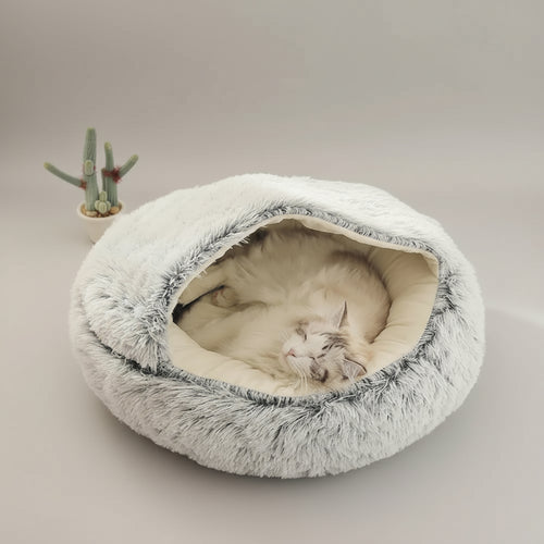 Furvan CloudNest 2-in-1 Pet Bed – Plush Sleeping Cave for Cats & Dogs