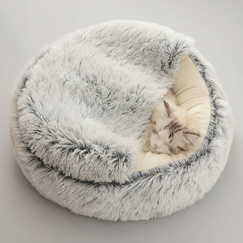 Furvana™ CloudNest 2-in-1 Pet Bed – Plush Sleeping Cave for Cats & Dogs