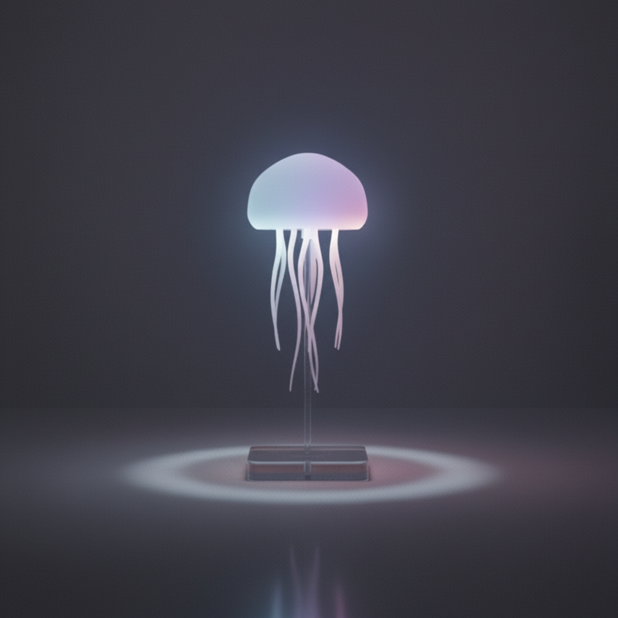 Neon jellyfish light on a dark background
