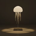 White jellyfish-shaped lamp on a white background