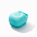 Blue cleaning brush with a smiley face on a white background